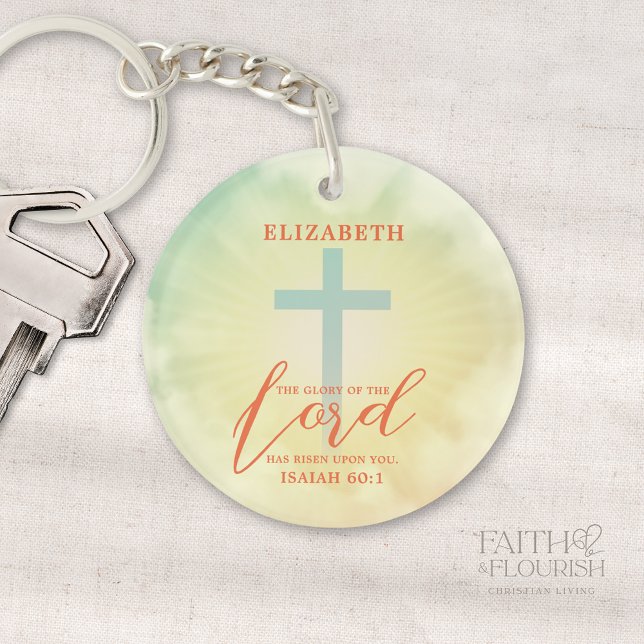 Colourful Ombre Cross Bible Verse Personalised Key Ring (Creator Uploaded)