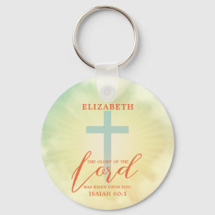 Colourful Ombre Cross Scripture Personalised Key Ring
