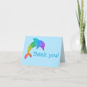 Colourful Ombre Dolphins Thank You Cards