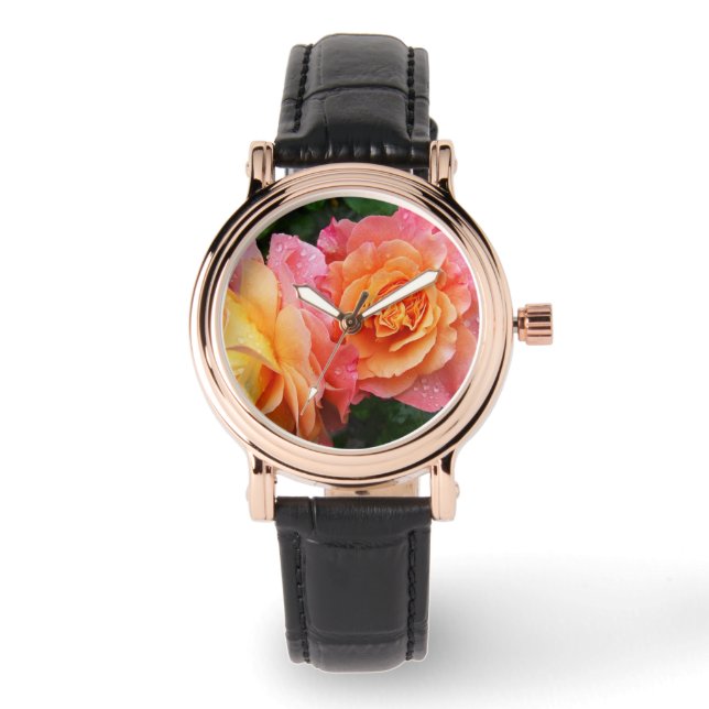 Colourful ombre roses photo watch (Front)