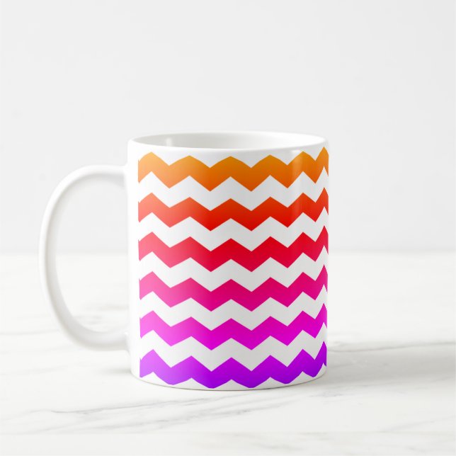 Colourful Ombre Stripes Chevron ZigZag Rainbow Mug (Left)