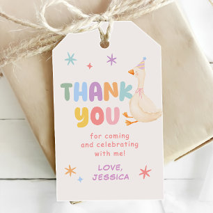 Colourful One Silly Goose Girl 1st Birthday Gift Tags