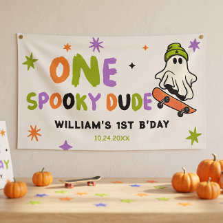 Colourful One Spooky Dude Birthday Banner