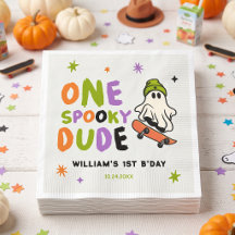 Colourful One Spooky Dude Birthday Napkins