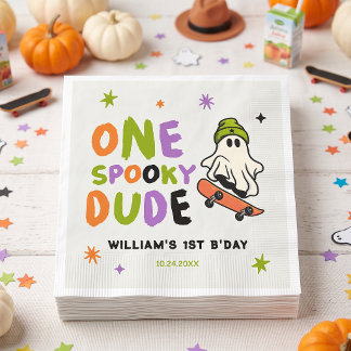 Colourful One Spooky Dude Birthday Napkins