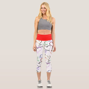 Colourful Open Hearts Capri Leggings