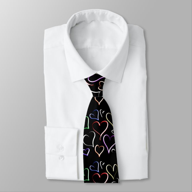 Colourful Open Hearts  Tie (Tied)