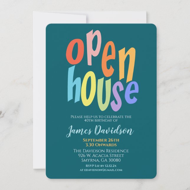 Colourful Open House Party Modern Invitation (Front)