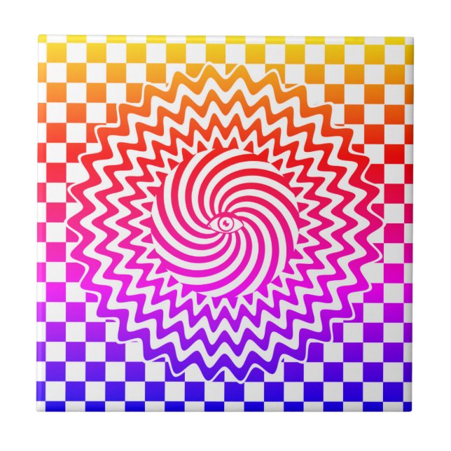 Colourful Optical Illusion psychedelic  Ceramic Tile (Front)