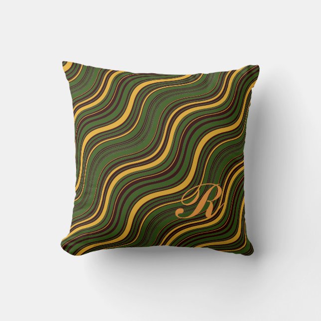 Colourful Optical Illusion Wavy Pattern Initial  Cushion (Front)