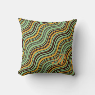 Colourful Optical Illusion Wavy Pattern Initial Cushion