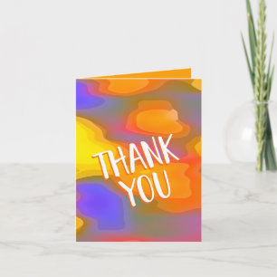 Colourful Orange and Blue Abstract Blank Thank You Card
