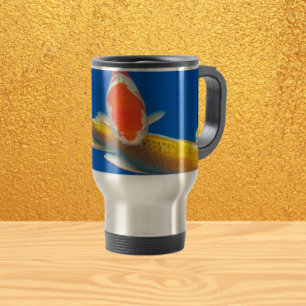 Colourful Orange and White Koi Travel Mug