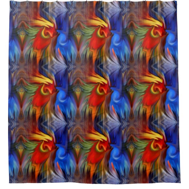 Colourful Orange Blue Yellow Abstract Art  Shower Curtain (Front)