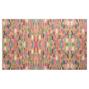 Colourful Orange Brushstrokes Bohemian Print Fabric