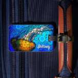 Colourful orange jellyfish blue ocean custom name luggage tag<br><div class="desc">Take a lesson from this orange yellow jellyfish floating along in the turquoise blue ocean and let life take its course whenever you use this stunningly chic, vibrantly-coloured photo personalised name luggage tag. Makes a great gift for someone special! Just type in the name of your choice and you can...</div>