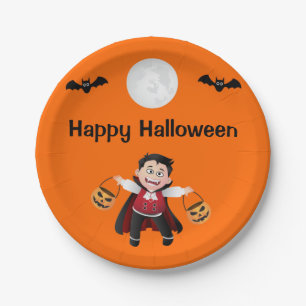 Colourful Orange Jumping Halloween Kids Party Paper Plate