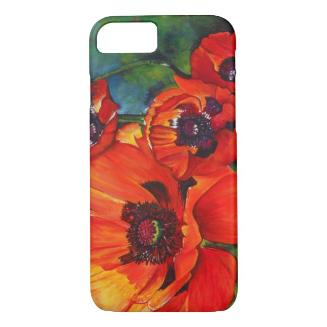 Colourful Orange Oriental Poppy Device Case (Back)