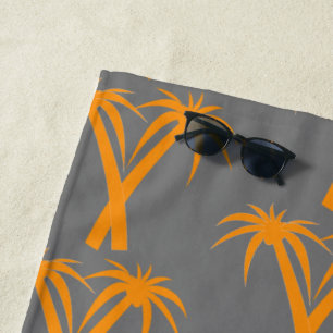 Colourful orange palm tree art beach style beach towel
