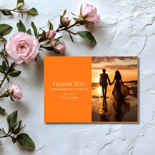 Colourful Orange Photo Wedding Thank You Card