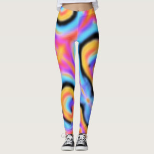 Colourful Orange Pink Blue Abstract Art Pattern Leggings