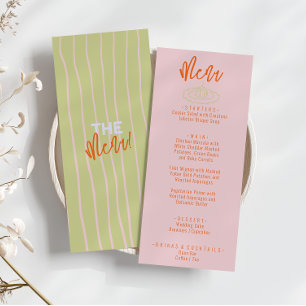 Colourful Orange Pink Handwritten Quirky Wedding Menu