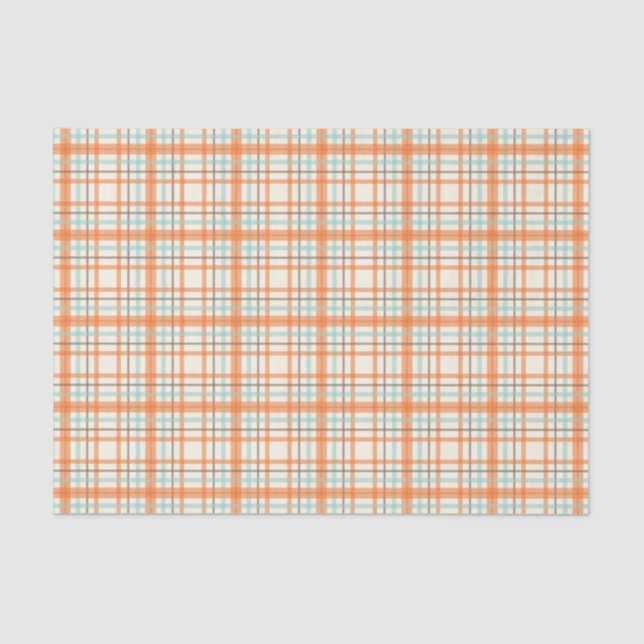 Colourful Orange Plaid Tissue Paper (Front)