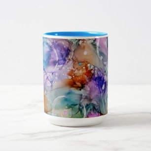 Colourful orange, purple, pink, blue abstract Art Two-Tone Coffee Mug