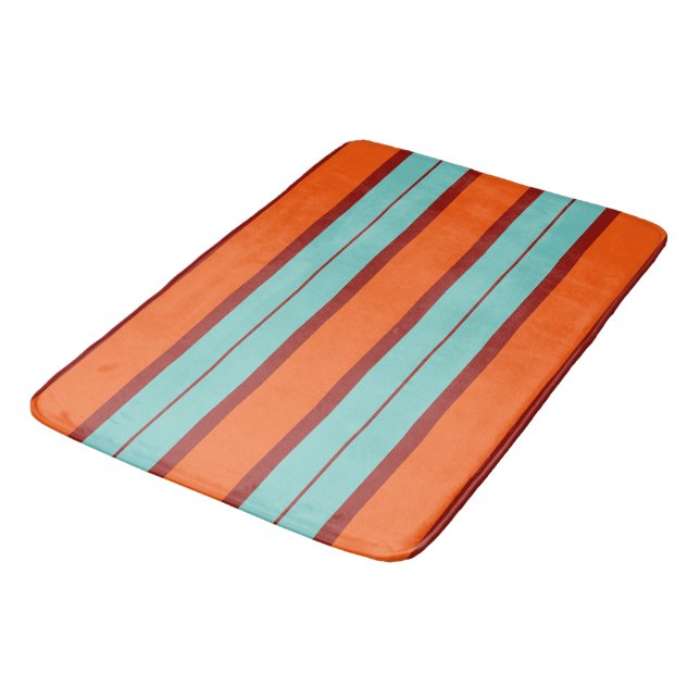 colourful orange &red  blue stripes pattern bath mat (Angled)