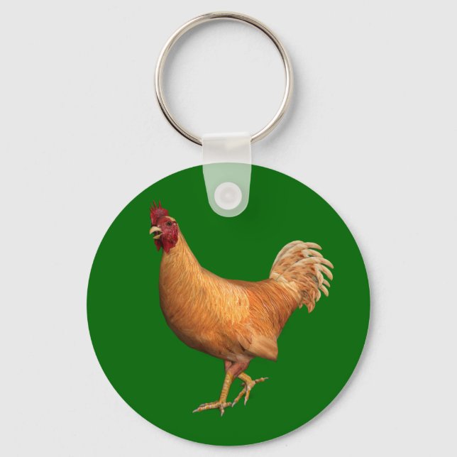 Colourful Orange Rooster Key Ring (Front)