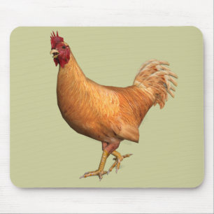 Colourful Orange Rooster Mouse Pad