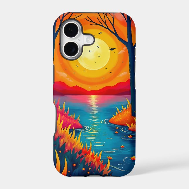 Colourful Orange Yellow Sunset Forest Landscape (Back)