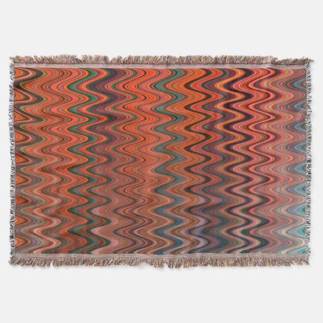 Colourful Orange Zigzag Pattern Throw Blanket (Front)