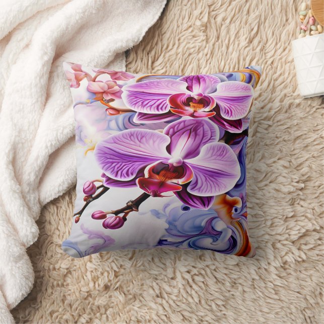 Colourful Orchids in Bloom Cushion (Blanket)