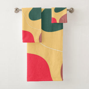 Colourful organic shapes abstract background bath towel set