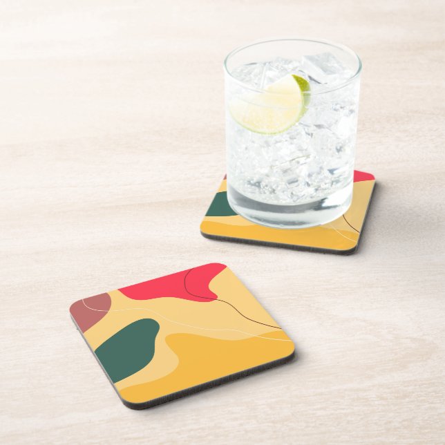Colourful organic shapes abstract background coaster (Right Side)