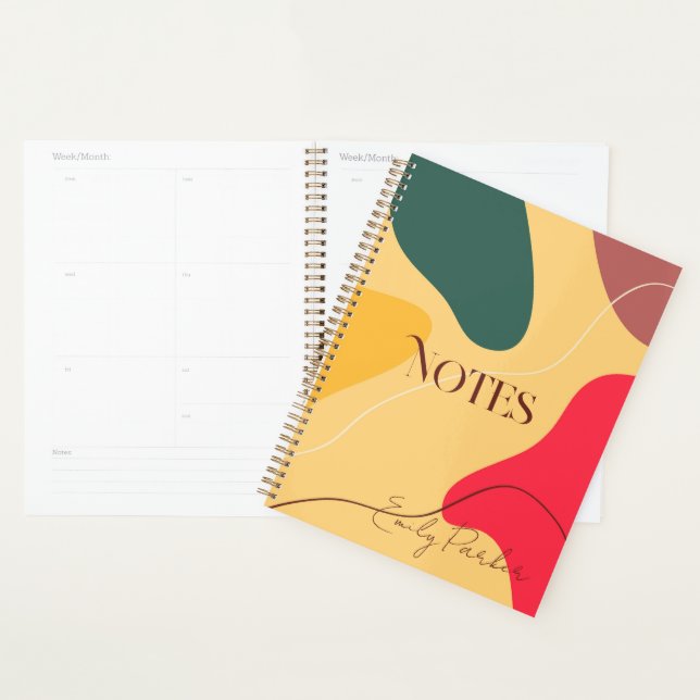 Colourful organic shapes abstract background planner (Display)