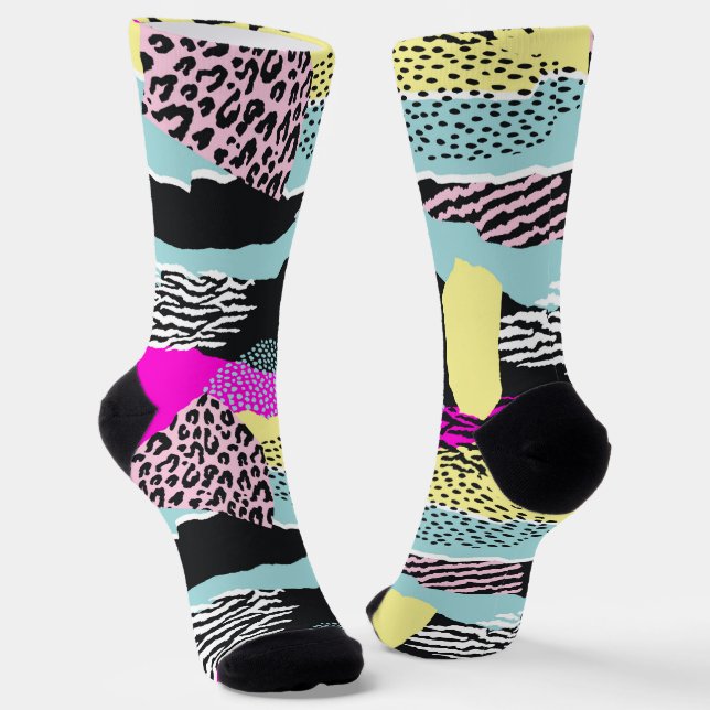 Colourful organic shapes fashion pattern socks (Angled)