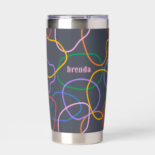 Colourful Organic Shapes Pattern Monogram Insulated Tumbler