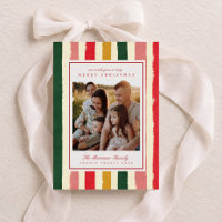 Colourful Organic Stripe Family Photo Christmas
