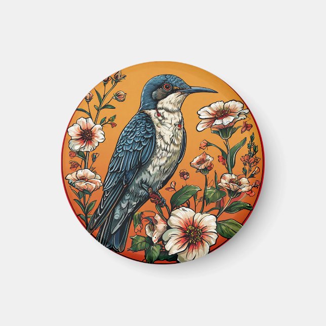 Colourful Oriental cuckoo Bird Magnet (Front)