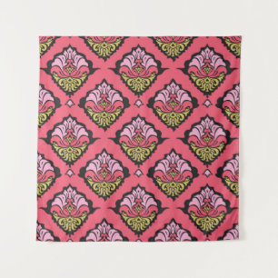 Colourful oriental damask ornament floral seamless tapestry