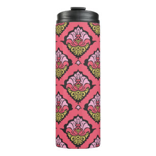 Colourful oriental damask ornament floral seamless thermal tumbler
