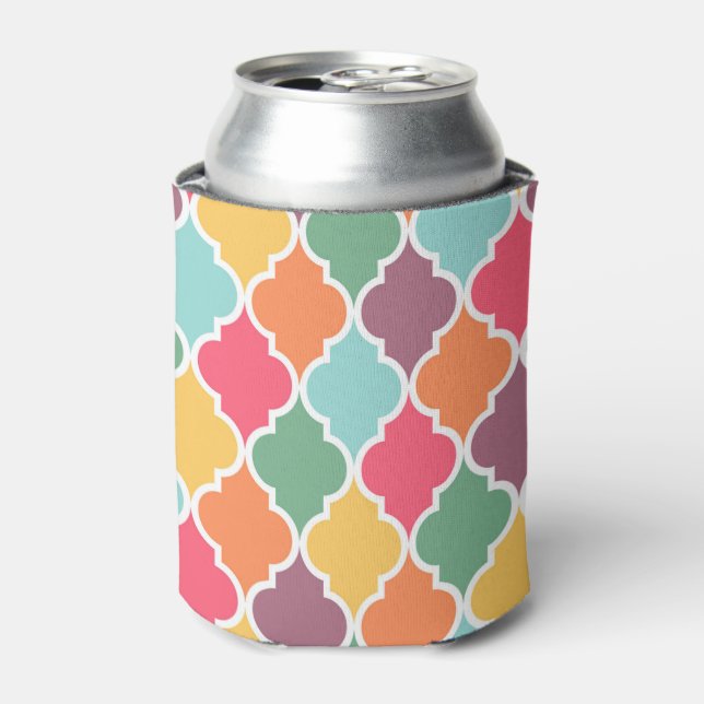 Colourful oriental quatrefoil pattern can cooler (Can Front)