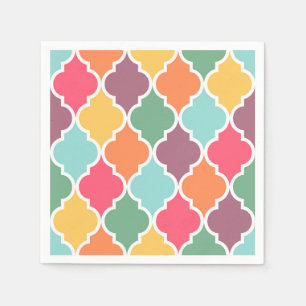 Colourful oriental quatrefoil pattern napkin