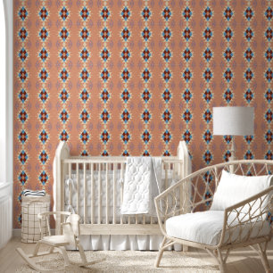 Colourful Oriental Tribal Aztec Mosaic Wallpaper