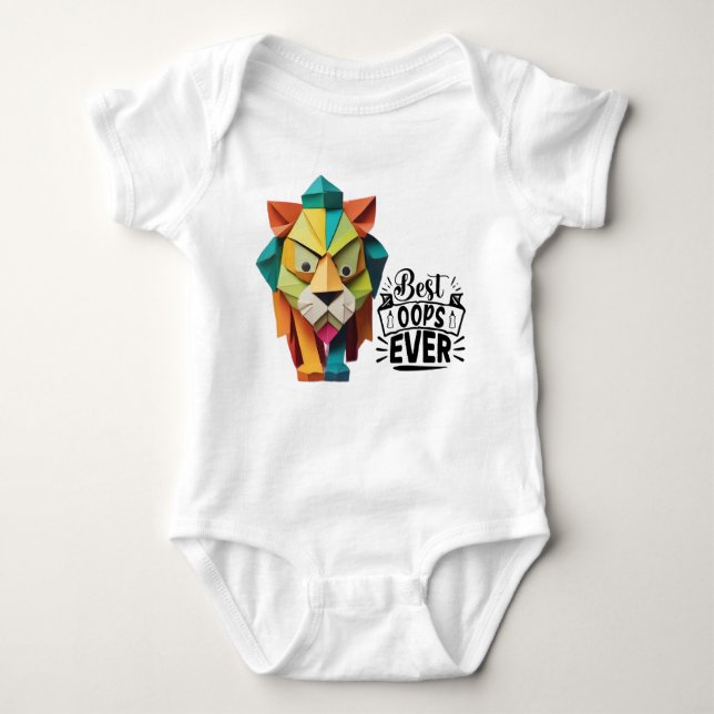 Colourful Origami Lion Artwork design Baby Bodysuit (Front)