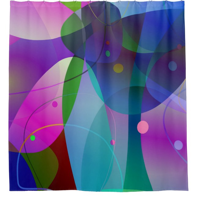 Colourful original abstract art shower curtain (Front)