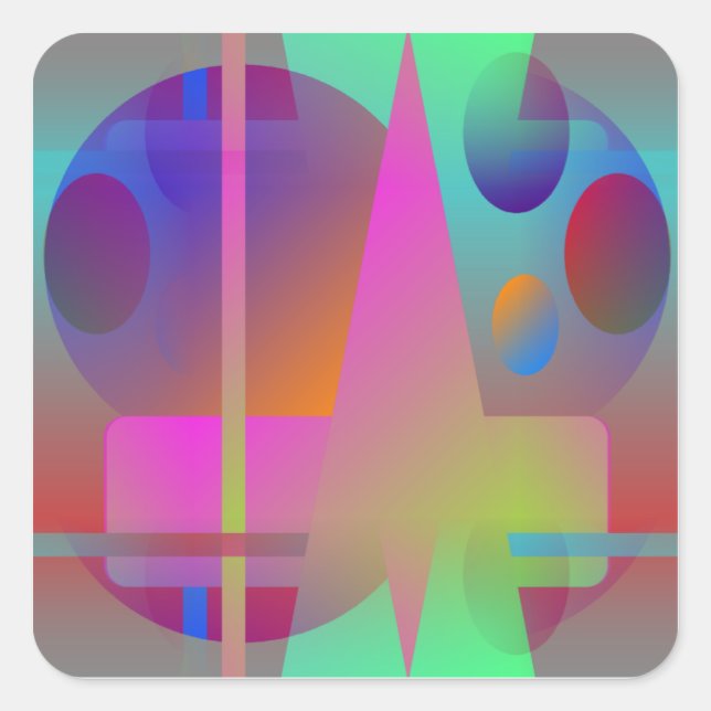 Colourful Original Abstract Square Sticker (Front)