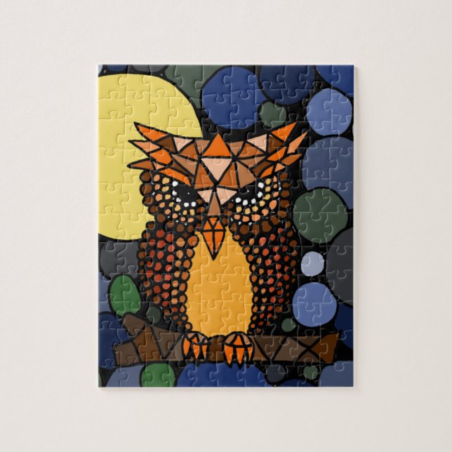 Colourful Original Owl Abstract Art Design Jigsaw Puzzle (Vertical)